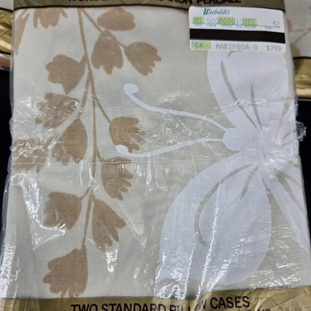 2 Vint Springmaid Wondercale Percale Twin Sheet Flat Fit Set Pillowcase Mariposa
